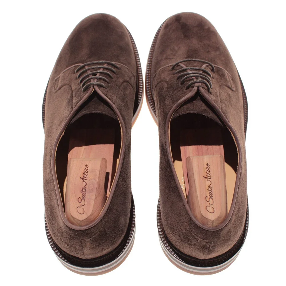 Brunello Cucinelli NWB Derby Dress Shoes Size 43 (US 10) in Brown Suede